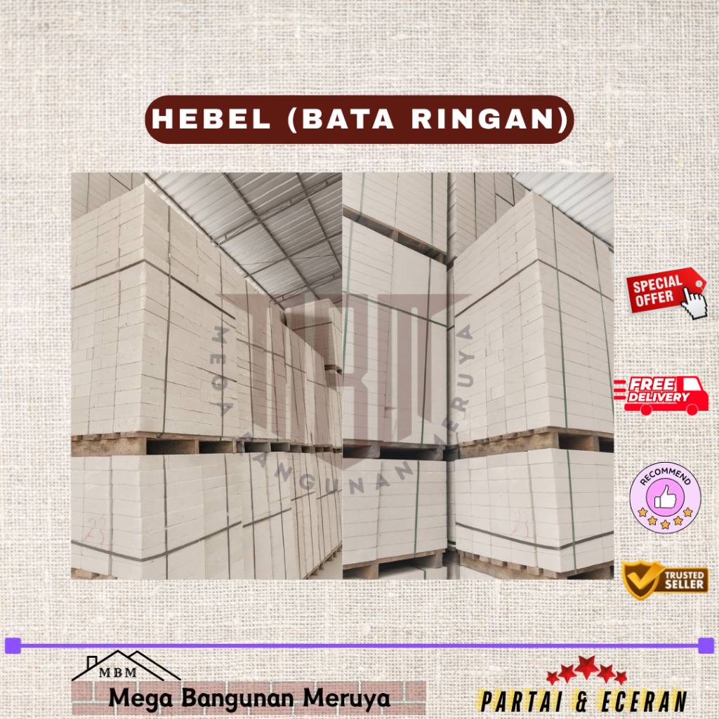 Hebel Bata Ringan 1 kubik isi 111 pcs 7.5 x 20 x 60 cm | Jabodetabek