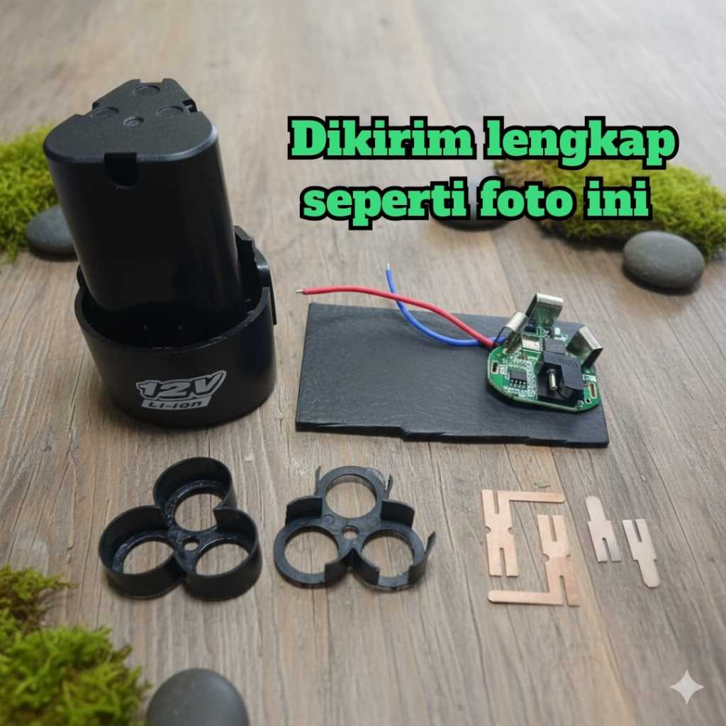 Casing Baterai Bor 12V Isi 3 Baterai Lengkap dengan BMS Termurah