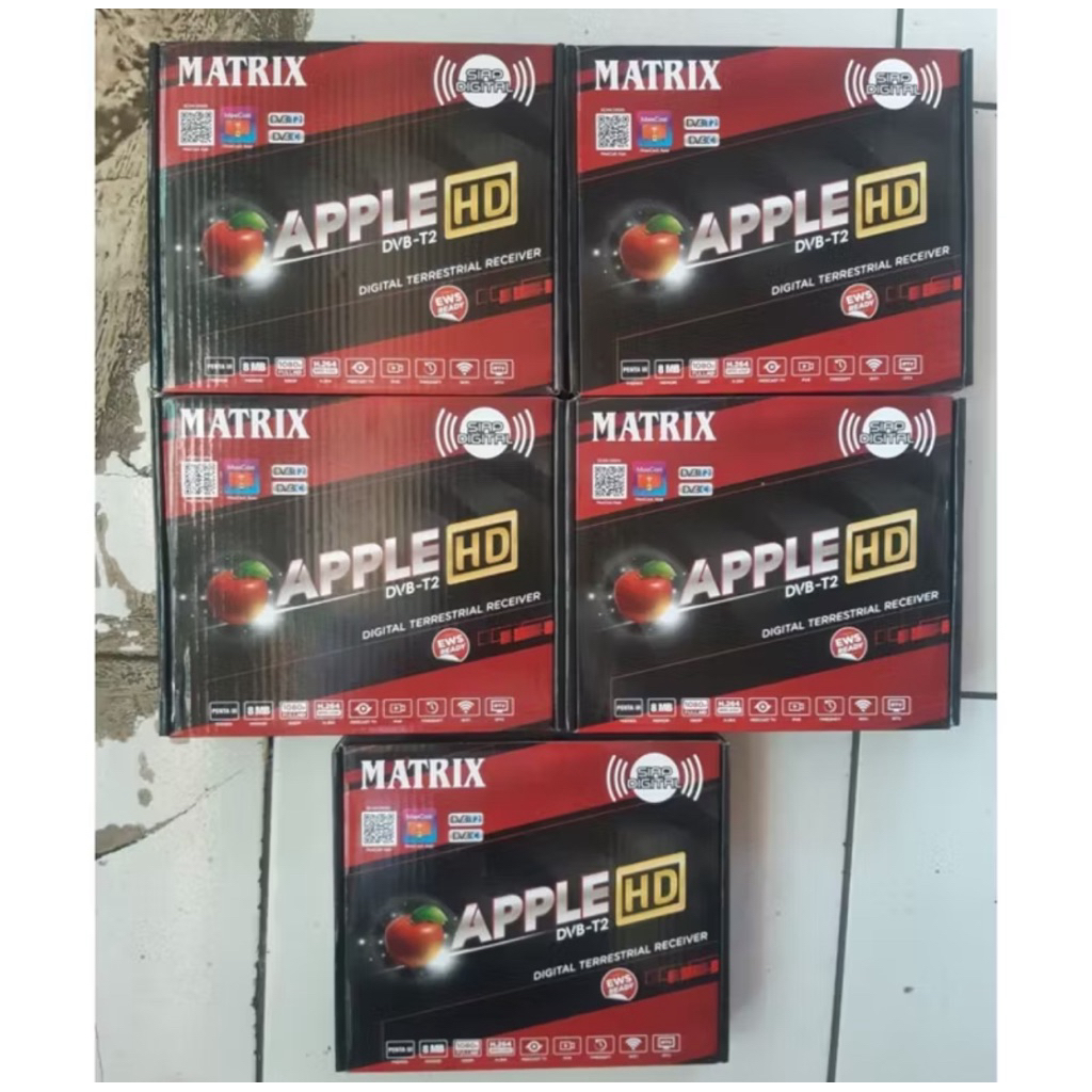 GROSIR Paket 5unit STB Matrix Apple Merah Set Top Box DVB T2