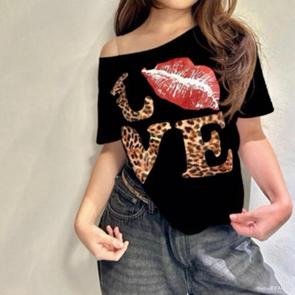 love leopard crop top y2k baby tee retro streer vintage ahs style stockholm