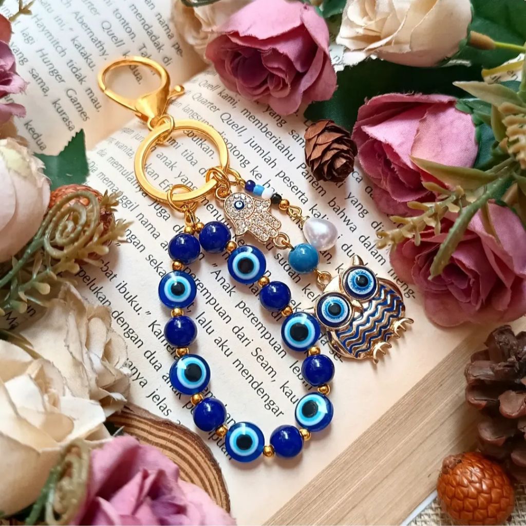 Gantungan Kunci Evil Eye Mata Biru Bag Charm Owl Nazar Ala Turki