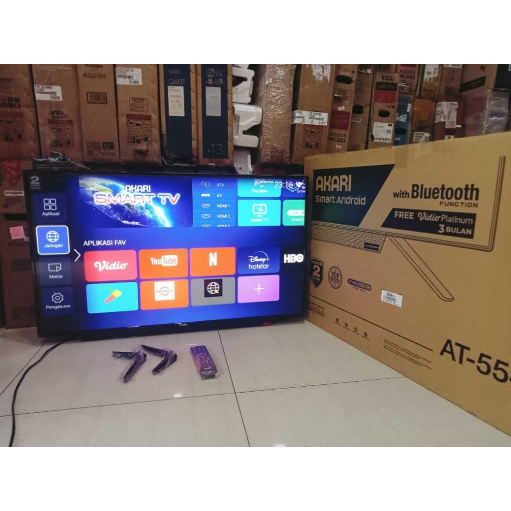 TV LED AKARI 43IN SMART ANDROID TV Sudah Youtube Digital Kondisi bekas pemakaian masih segel siap pa