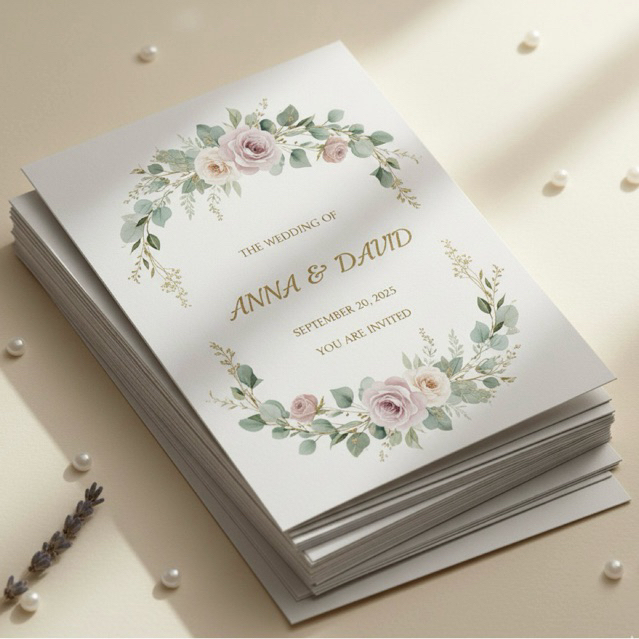 Undangan A4&A5 Natal/Pernikahan/Lainnya Kertas BC / Photo Paper Glossy – Full Color, Desain Sendiri