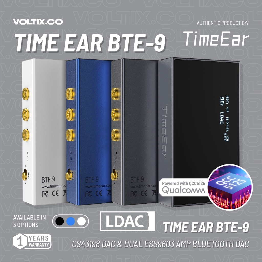 TimeEar BTE 9 CS43198 DAC + Dual ESS9603 Amp Bluetooth DAC/Amp Garansi Resmi BASS AUDIO