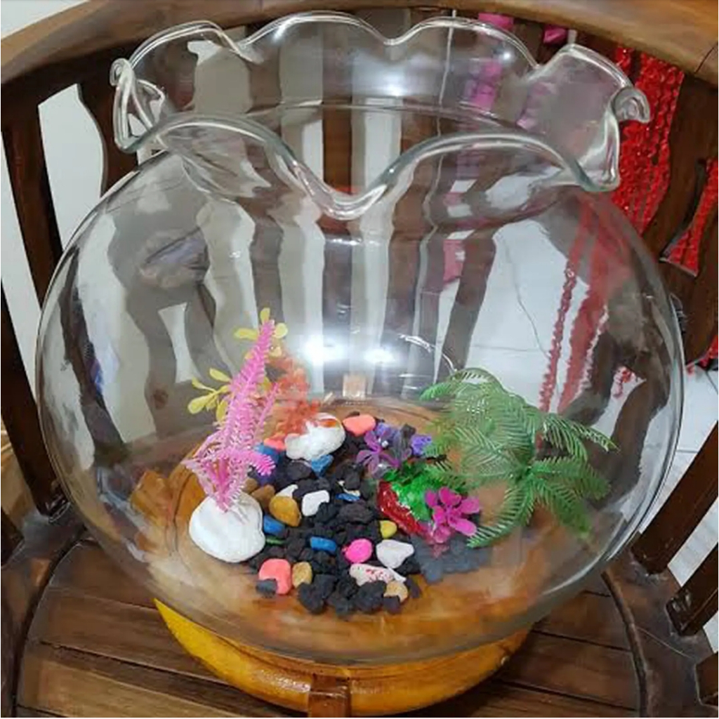Aquarium Bulat Kaca Akuarium Kembang   - 1.5L