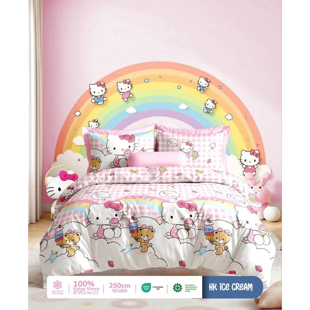 Sprei STAR motif Sanrio Melody Hello kitty ANTI GESER