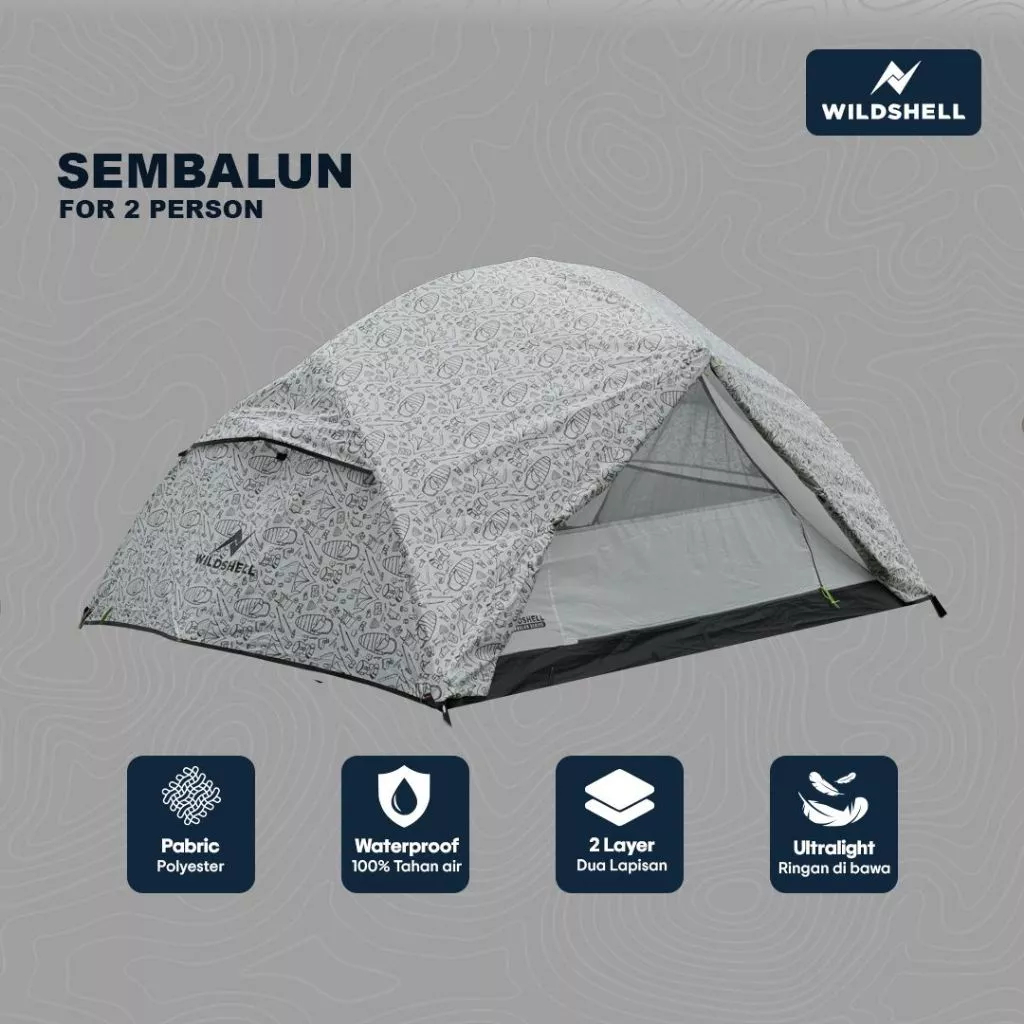 Tenda Camping Wildshell Sembalun Series Kapasitas 2 Person Frame Alloy Include Footprint