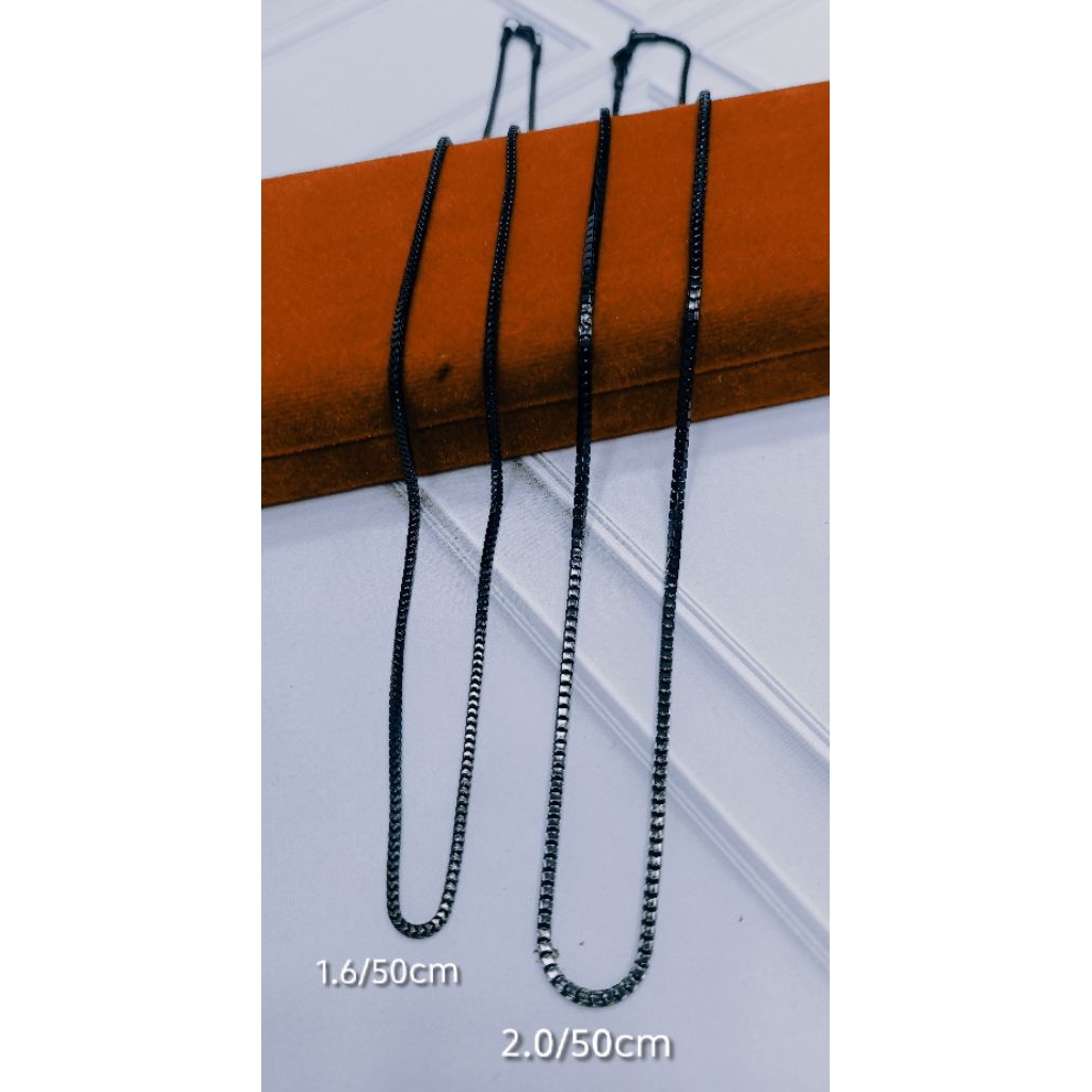 kalung tulang panah(milano kaca) hitam 50cm asli titanium