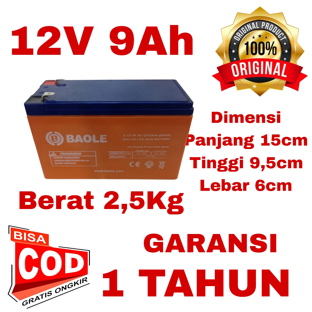 BATTERY/AKI SPRAYER VARIASI UPS 12V 9AH(BERGARANSI - AKI ACCU UPS BATERAI SPRAYER ELEKTRIK 12V - AKI