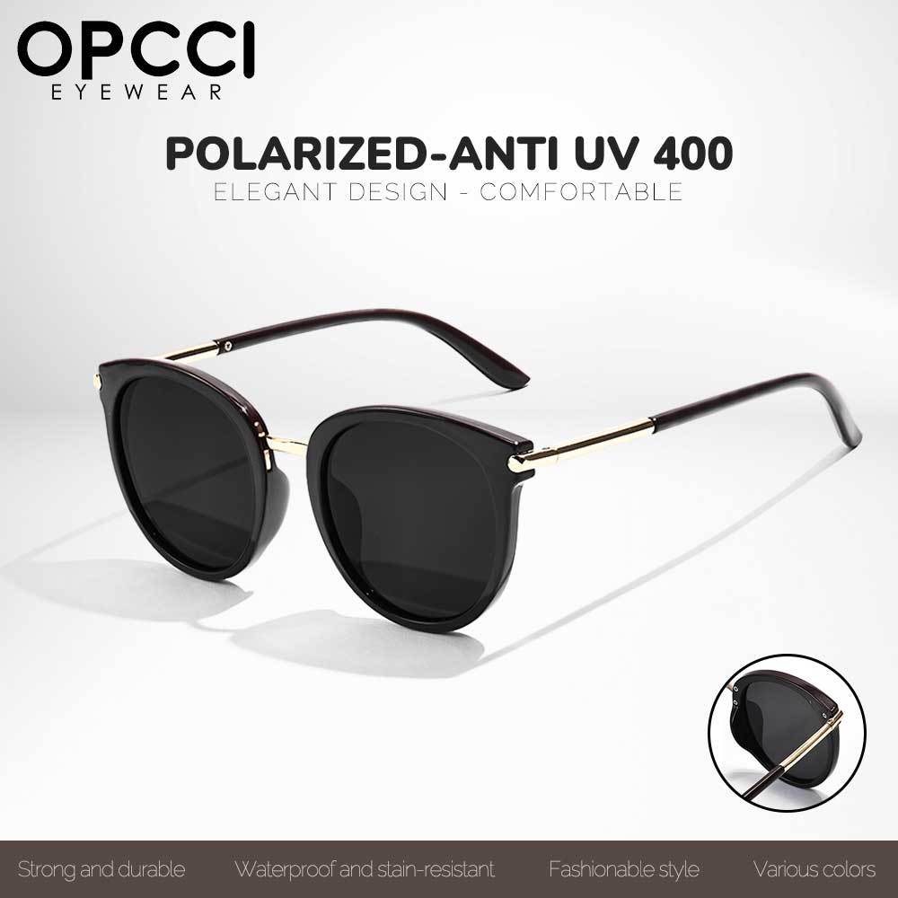 Opcci Kacamata Sunglasses Hitam Lensa Polarized Casual Model Oval Bahan Tr90 Kokoh Kuat Anti UV 400 