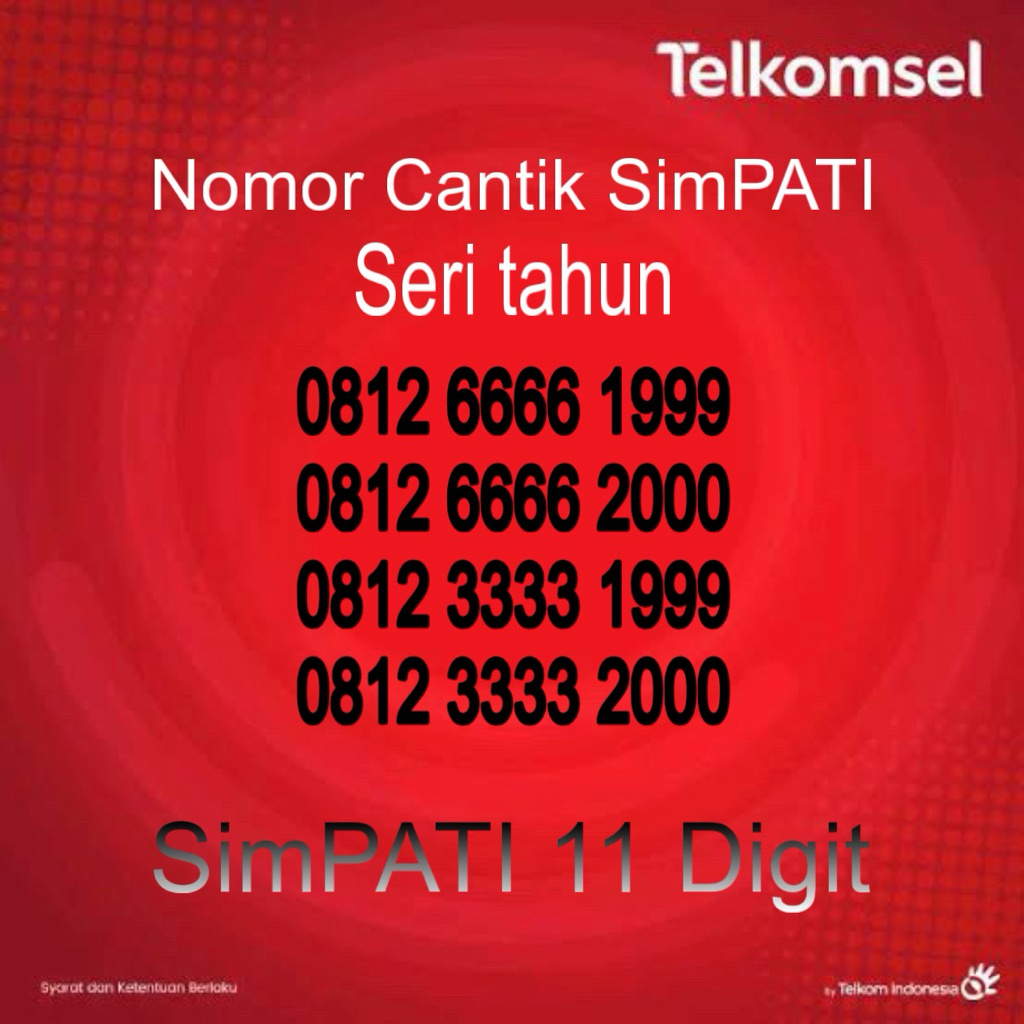 Nomor cantik Simpati seri tahun lahir nomer cantik telkomsel tahun  666 6666 333 3333 1970 1971 1972