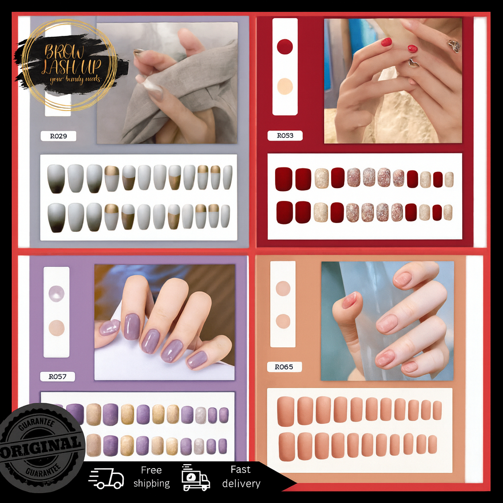 24PCS KUKU PALSU MOTIF KUPAL LEOPARD FRENCH METAL GOLD HARDWARE FAKE NAILS INSTANT KUKU PALSU MURAH