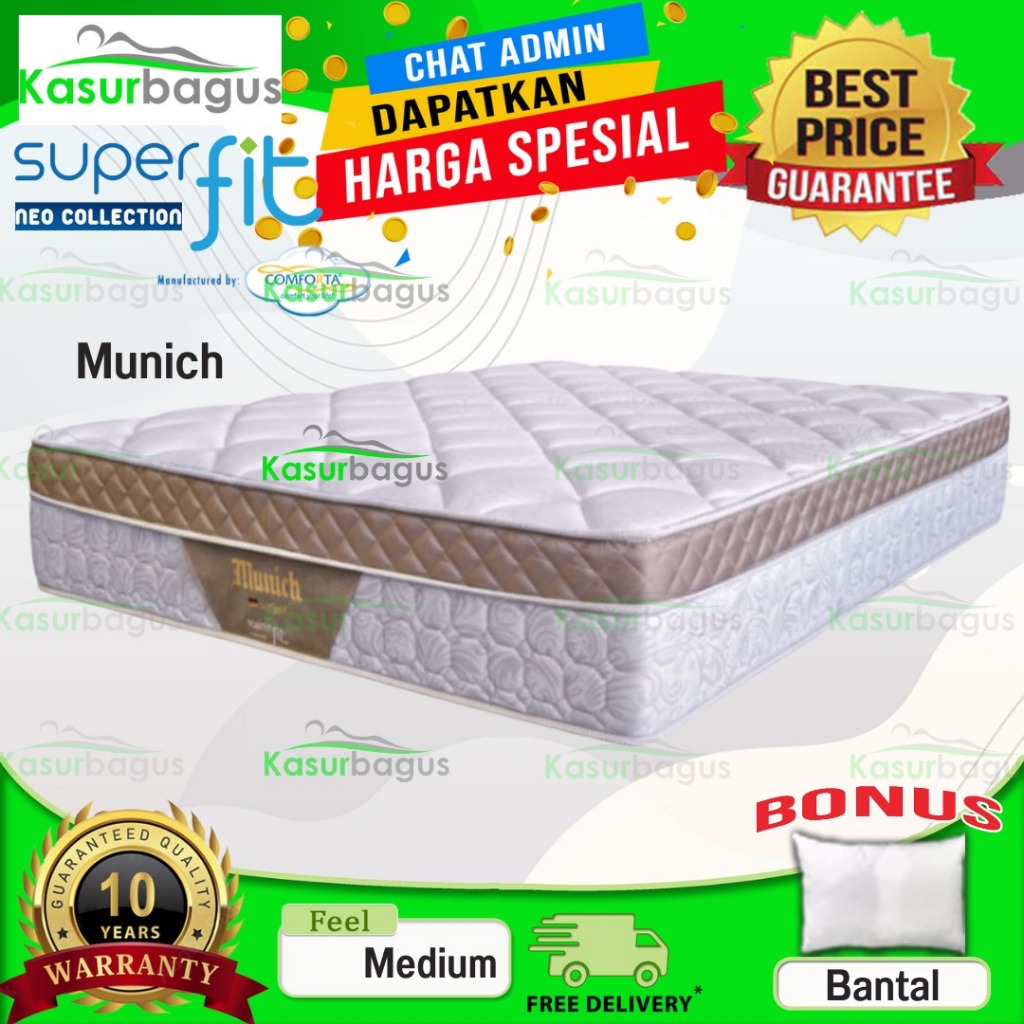 Comforta Superfit Kasur Springbed Munich Limited Edition 7 Zones Pocket Spring Grand Plush Top Foam 