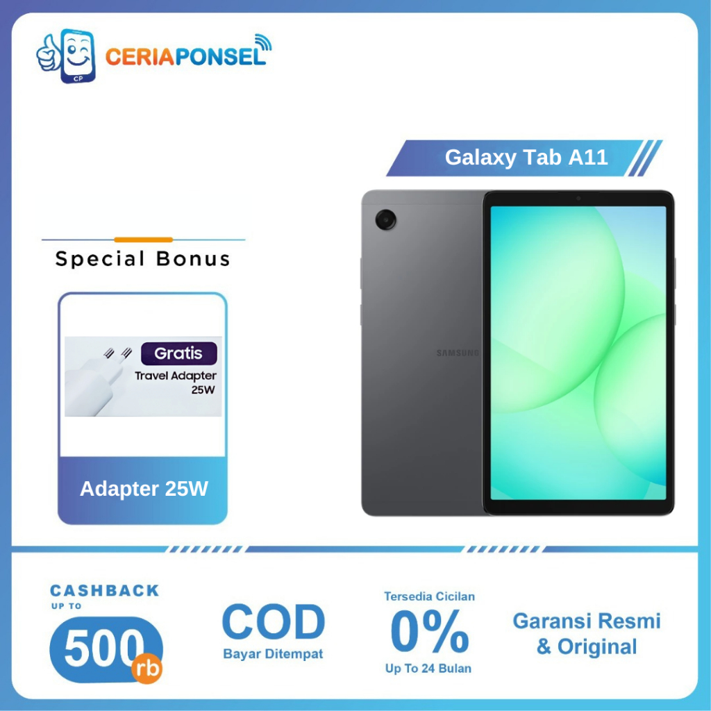 Samsung Galaxy Tab A11 WIFI & LTE 4/64GB Helio G99 5MP 5100mAh | Garansi Resmi SEIN 1 Tahun