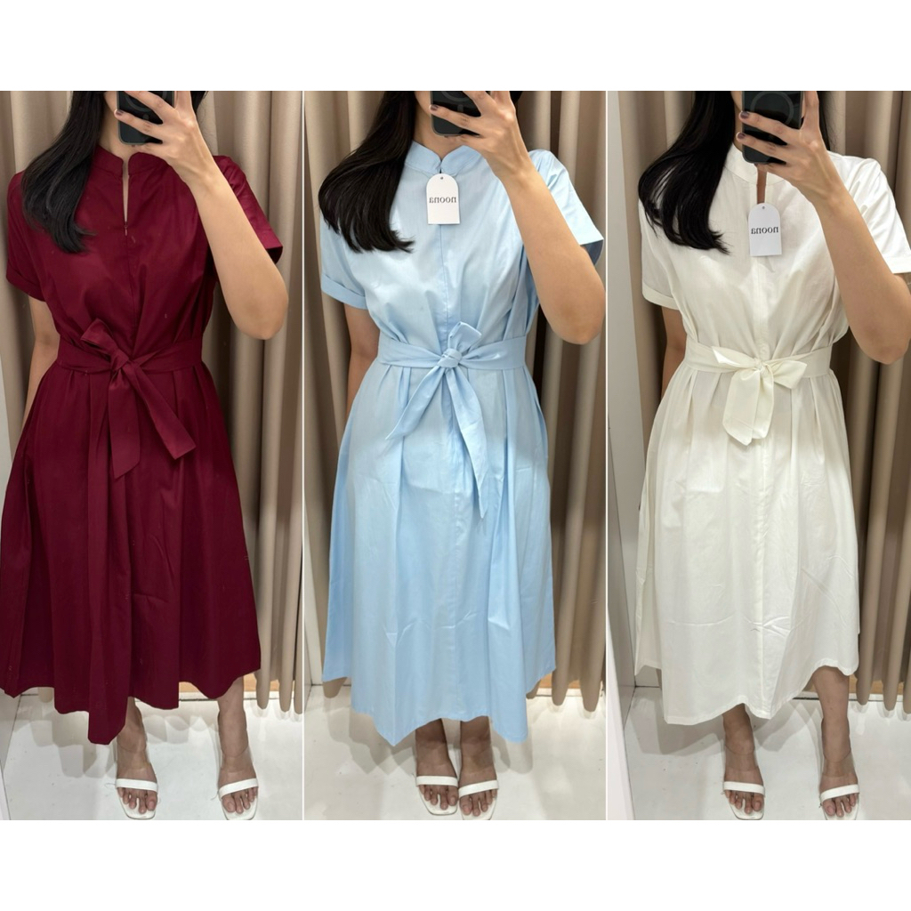 Noona - Cotton Belted Dress Casual Terusan Katun Wanita
