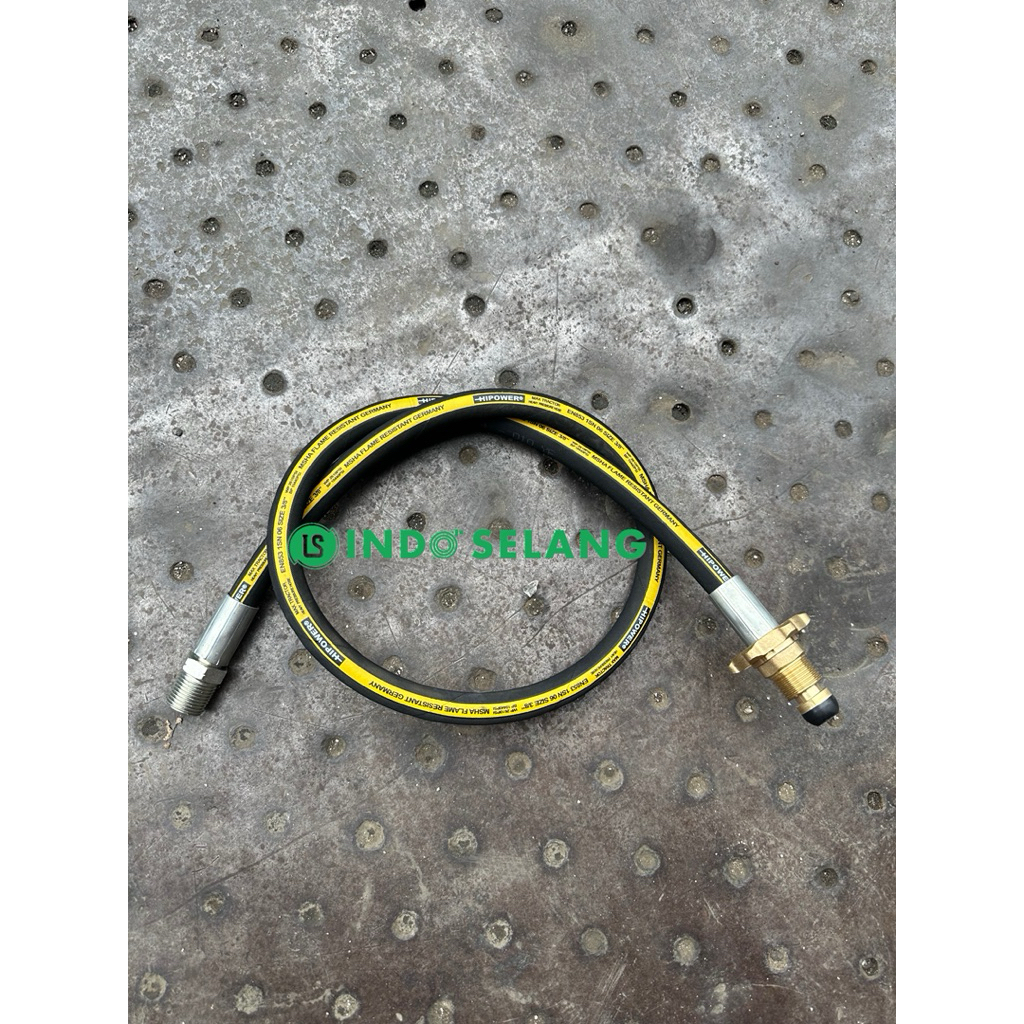 SELANG TABUNG GAS 1/2” PIGTAIL HIPOWER 50KG DRAT 1/2” INCH HOSE SERAT KAWAT BAJA HIGH PRESSURE 1 MET