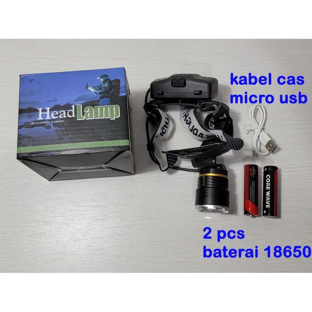 Headlamp Led 8001 zoom 2 pc 18650 SENTER KEPALA SENTER