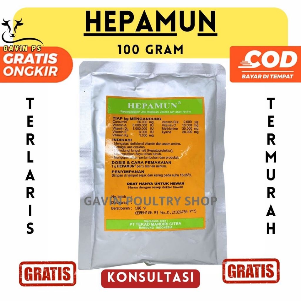 Hepamun 100 gram Hepatoprotektor Anti Defisiensi Vitamin dan Asam Amino Curcuma Unggas TMCC