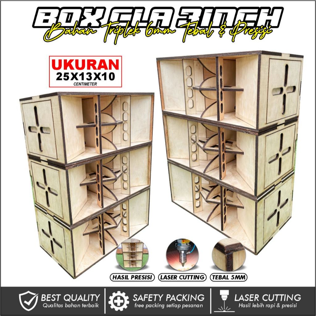 StarSign-Box Speaker CLA 3 inch Double Box Sound System Miniatur Triplek 5mm Tebal Laser Cutting