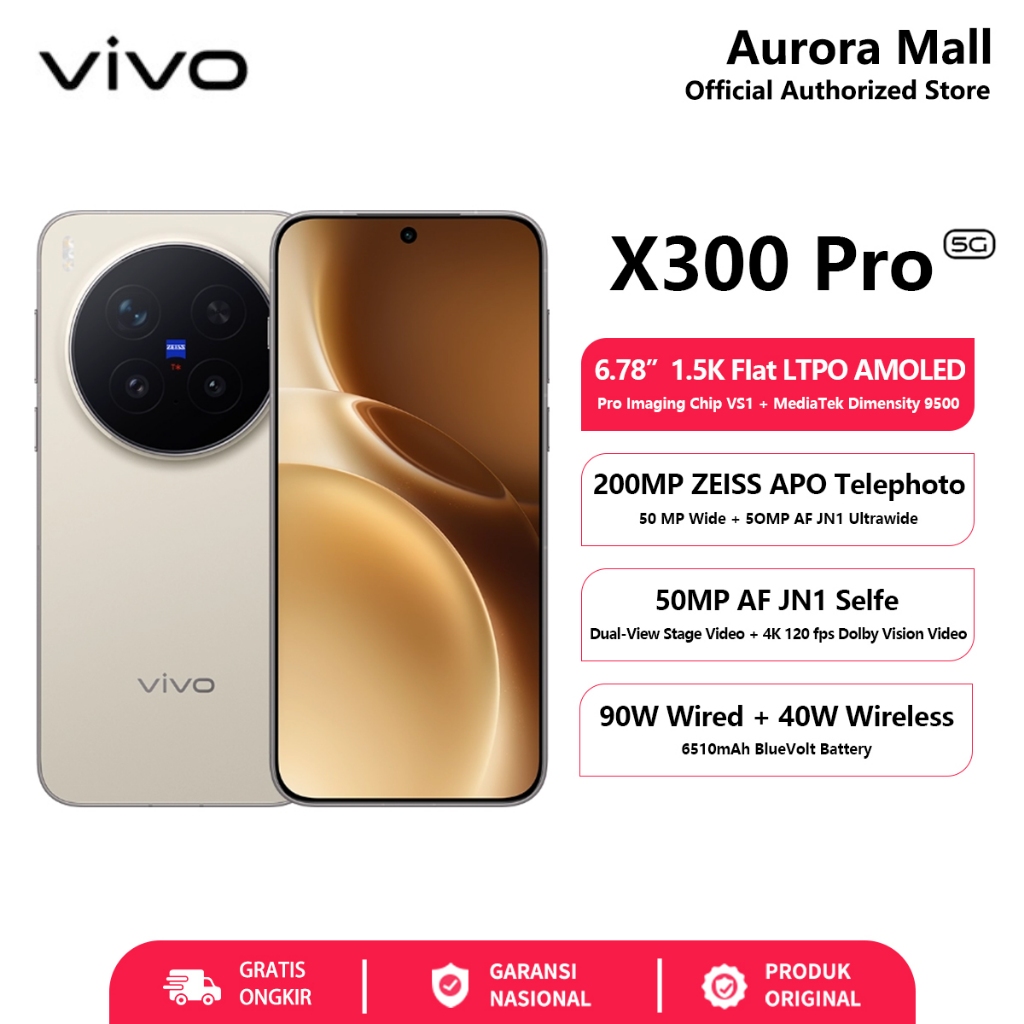 Vivo X300 Pro 5G 16/512GB RAM 16GB+16GB Extended NFC Official Store HP Android Terbaru Handphone COD