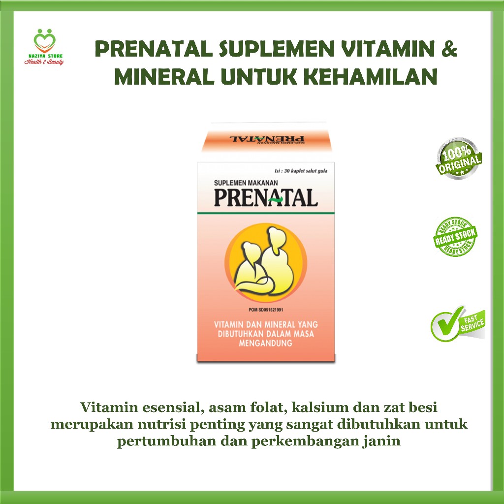 Prenatal Suplemen Vitamin & Mineral Untuk Kehamilan - Prenatal Botol isi 30 Kaplet