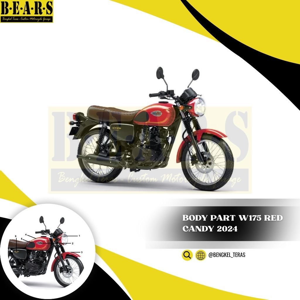 Bodi Part Kawasaki W175 CANDY PERSIMMON RED (W175 SE 2024) Merah W175 Part 1