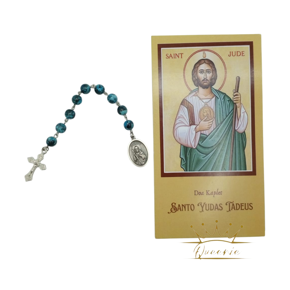 Kaplet Dan Paket Lembar Doa Novena ST. JUDE THADDEUS | Kaplet Batu Kaca Atau Batu Corak 8mm