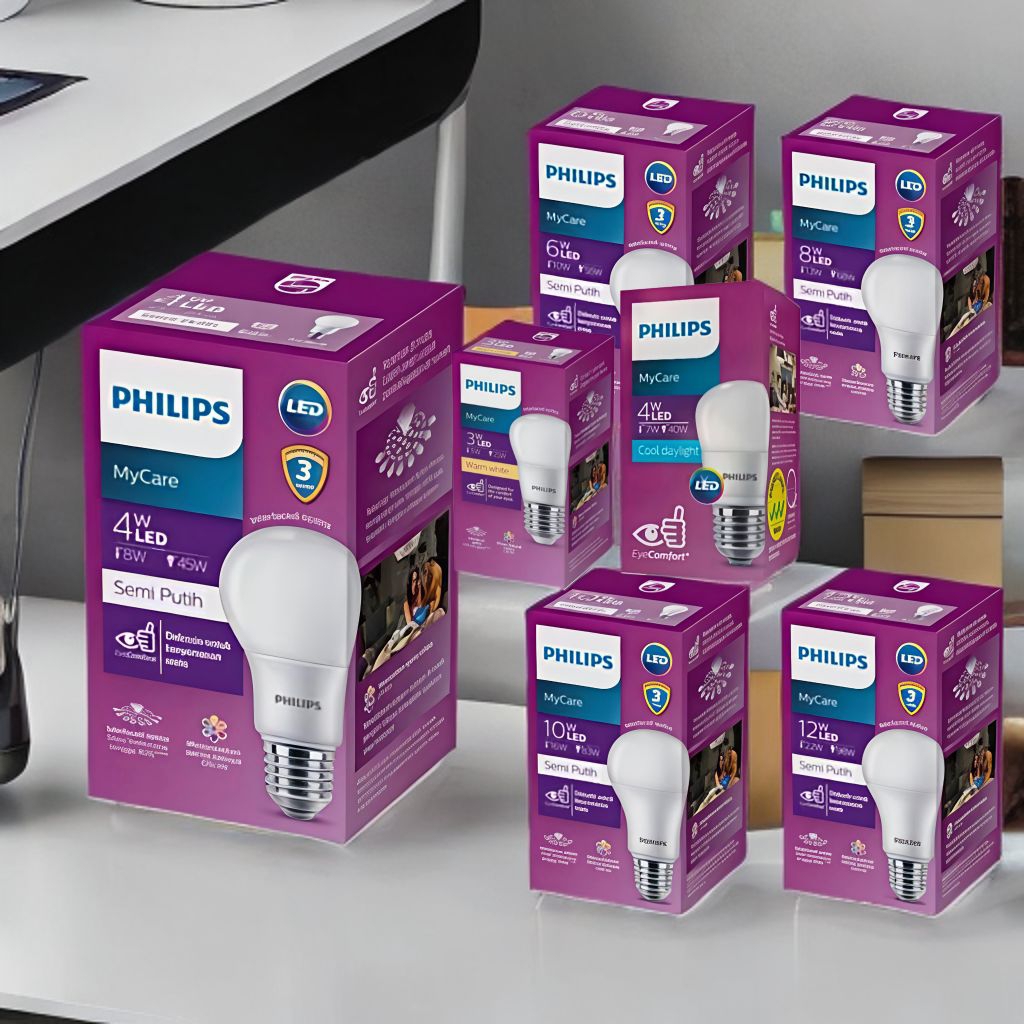 [ PAKET 1 DUS ISI 12 PCS ] Philips Lampu Bohlam LED Bulb My Care [ 3W - 12W ] 3W 4W 6W 8W 10W 12W Wa