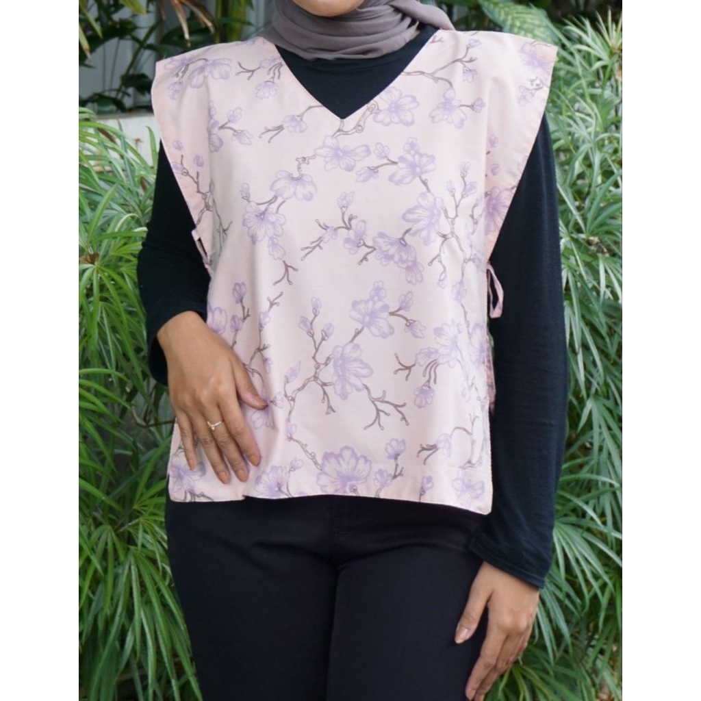 Rompi Batik Wanita Outer Tanpa Lengan/Vest Batik Hijab Model Ikat Samping/Outer Batik Wanita Modern 