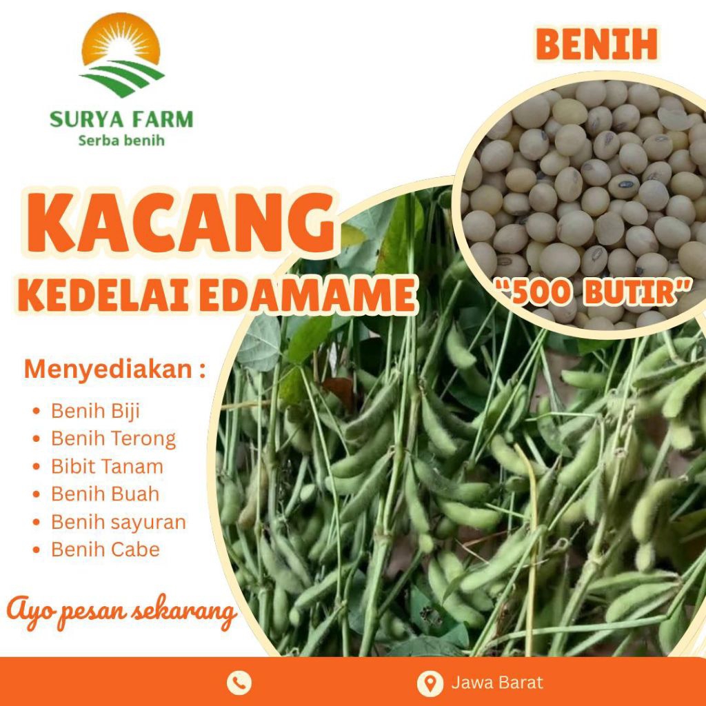 Benih Biji Kacang Kedelai Edamame kemasan /  Bibit Kacang Kedelai unggul