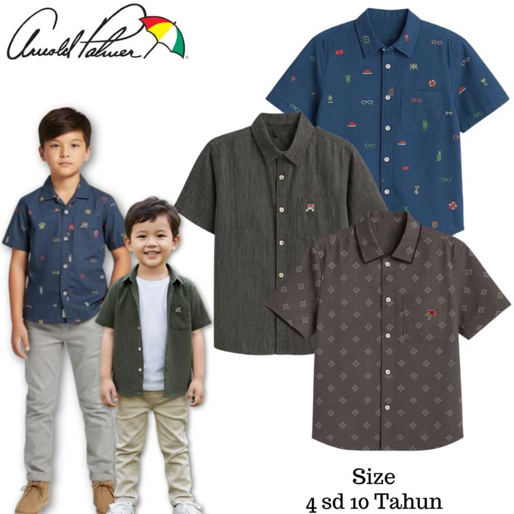 Termurah Kemeja denim anak cowok size 4 sd 10 tahun Original brand Arnold palmer kekenian polos eleg
