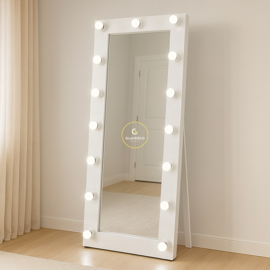 Standing Mirror Full Body Vanity mirror kaca rias lampu review 180*80