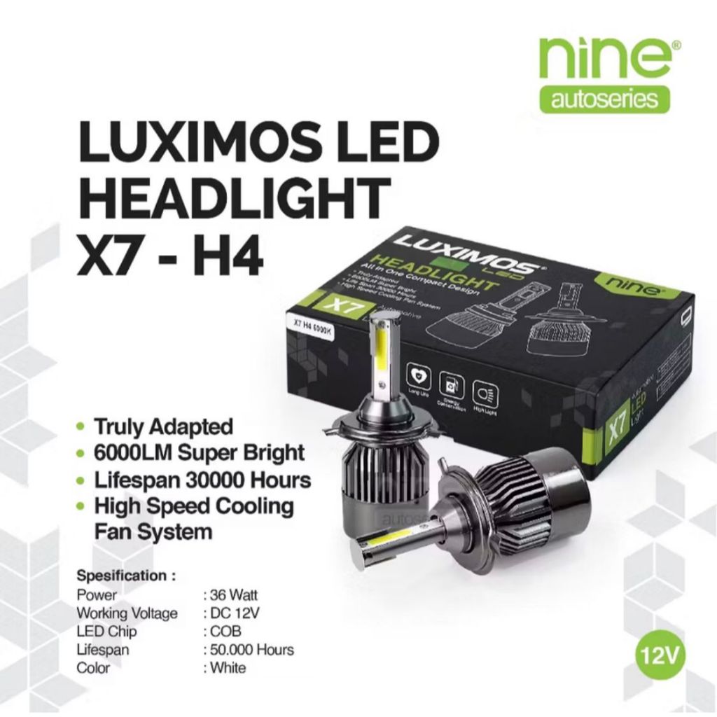 LUXIMOS Lampu LED Mobil Depan Utama Super Terang 50 Watt H4 H11 HB3 HB4 Kabut Foglamp Headlight X7