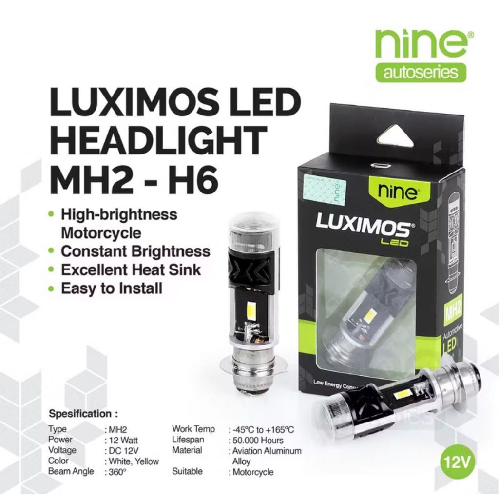 LUXIMOS Lampu Depan Motor LED Super Terang 12W DC H6 Beat Mio Karbu Supra MH2 - AUTOSBY