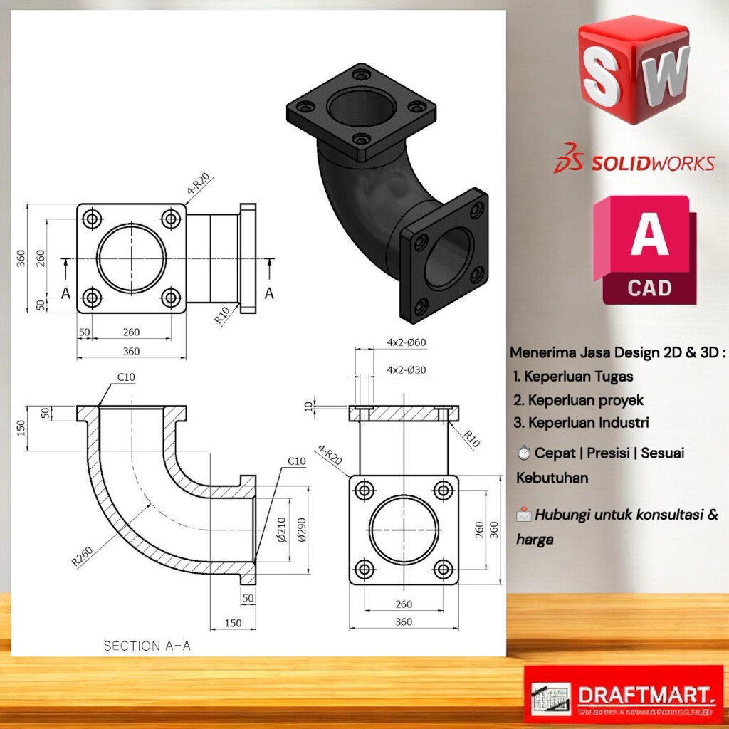 Jasa Gambar Teknik 2D & 3D SolidWorks, AutoCAD | Tugas Kuliah, Mesin, Manufaktur, Fabrikasi