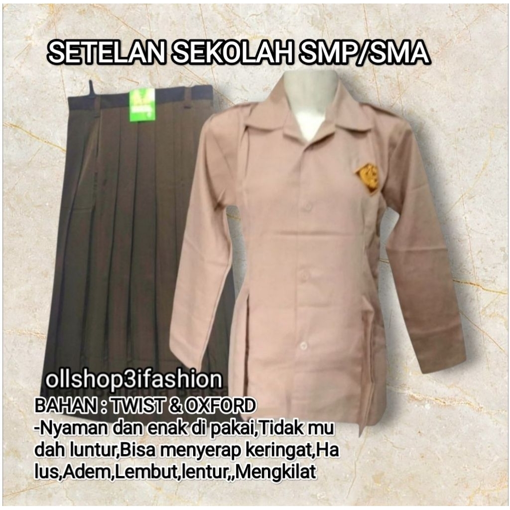 setelan sekolah SMP/SMA Rok RA PRAMUKA panjang &Baju Pramuka lengan panjang perempuan