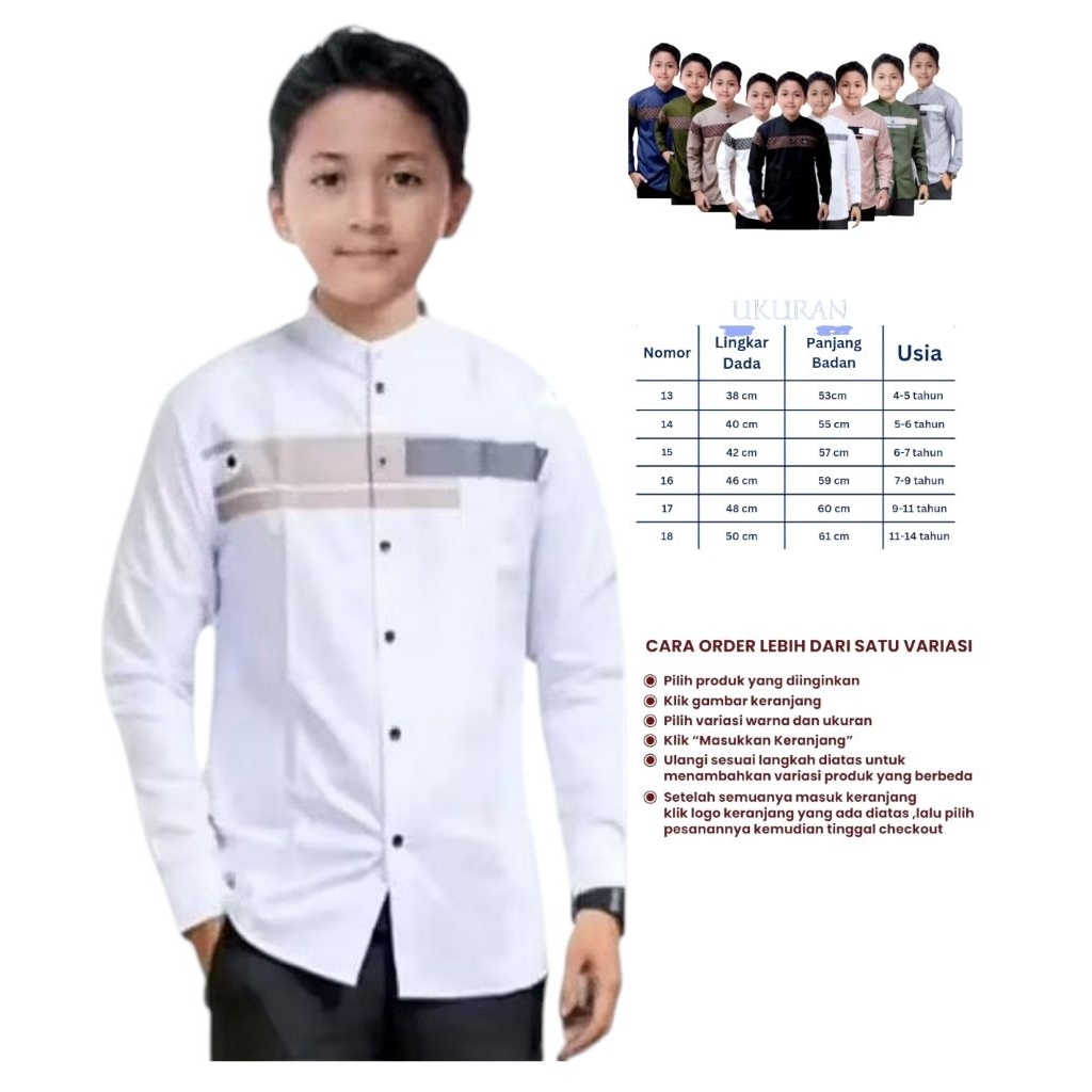 Baju Koko anak laki laki remaja usia 4-14 tahun ||koko gus azmi || Koko anak laki laki terbaru