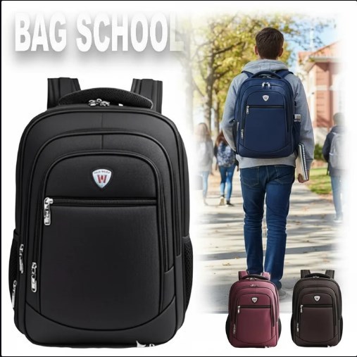 Tas Ransel Polo Water Resistant Sekolah & Kerja | Backpack Pria Wanita Ukuran Besar Laptop 14 Inch |