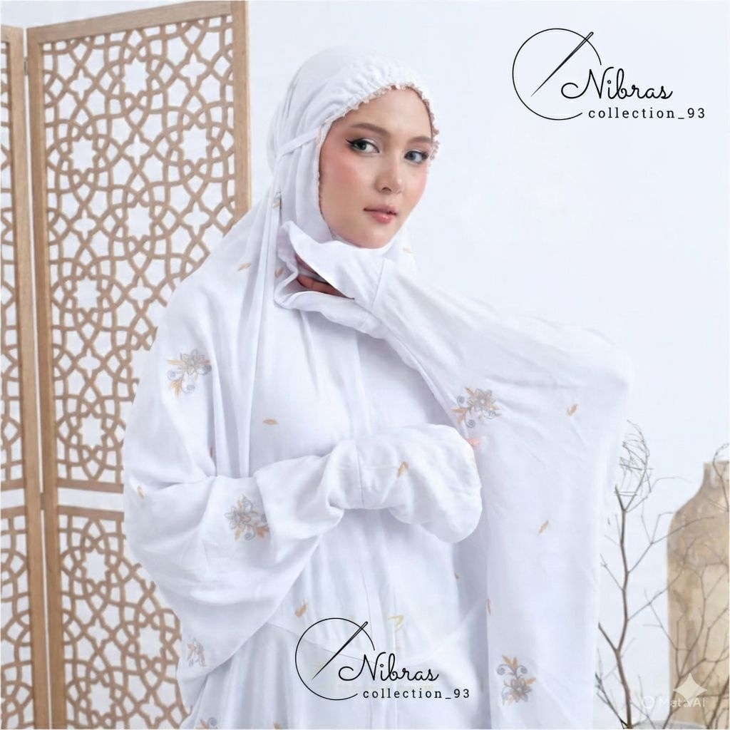 Mukena Dewasa  Premium Bordir Terusan Rayon Twill Premium Mukena Lajuran Renda Mewah