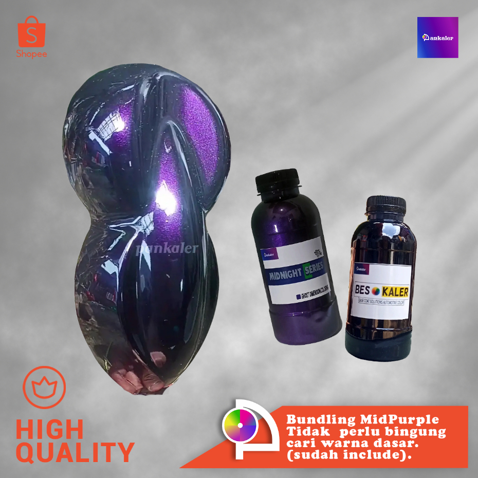 Pankaler Cat Hitam Lembayung Ungu Bundling 200ml Midnight Purple NC Motor Car Paint Color