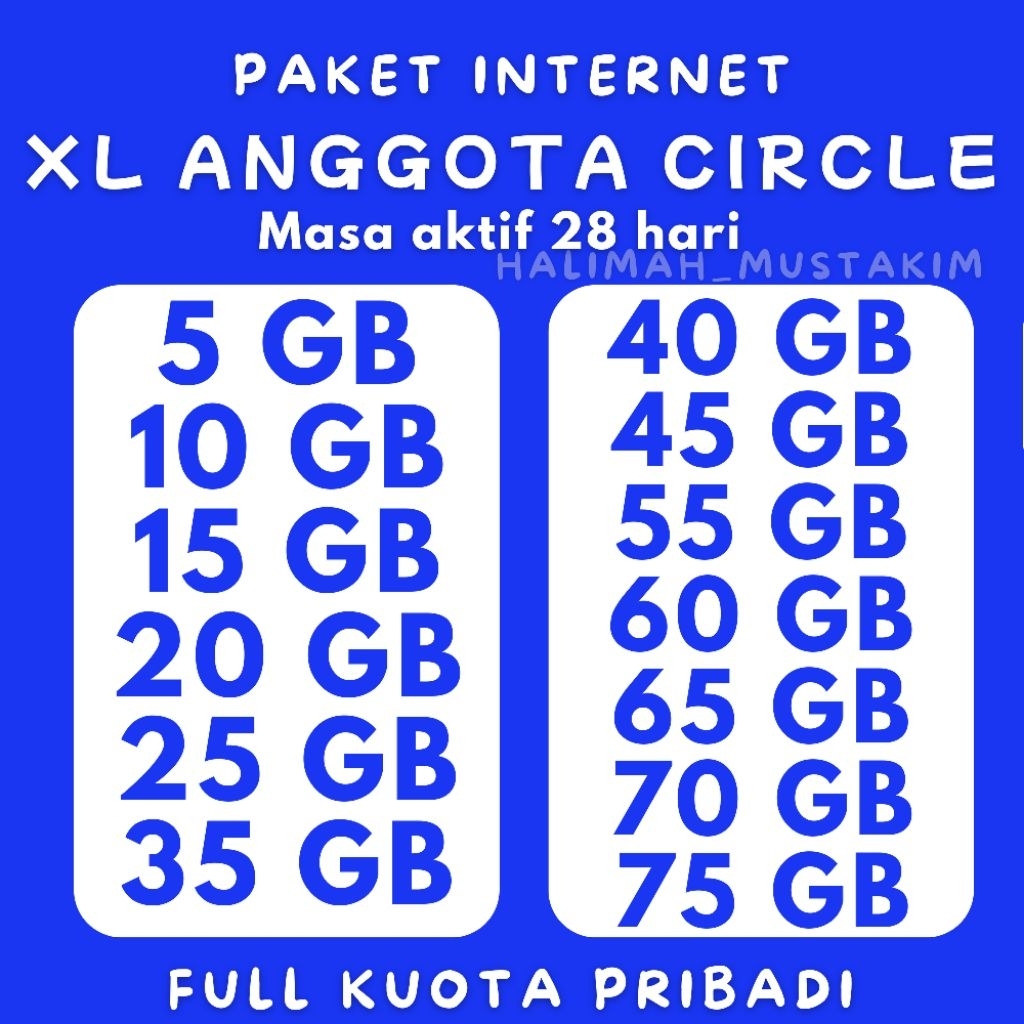 Kuota XL Data Circle 28 hari | Full Kuota pribadi full 24 jam tanpa pembagian | Kuota XL circle mura