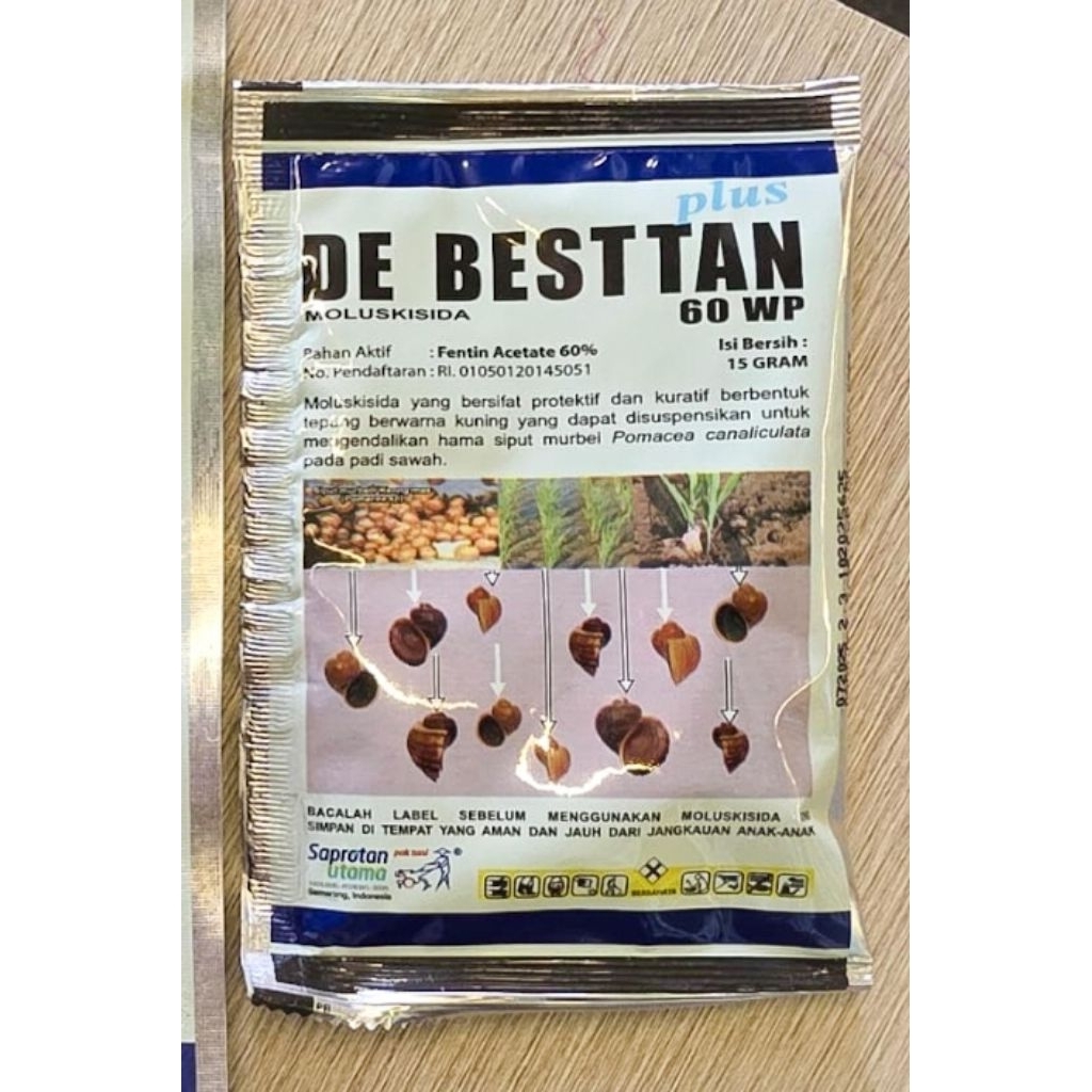 Moluskisida De Bestan Plus 60 WP Fentin Asetat | Racun Keong Mas & Siput Tambak (15gr)