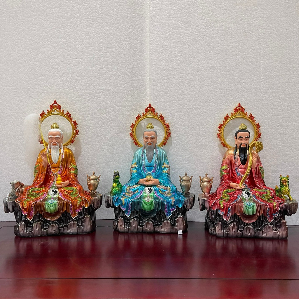 patung dewa san Qing - Sam kao - 3dewa Tao duduk gunung 16in