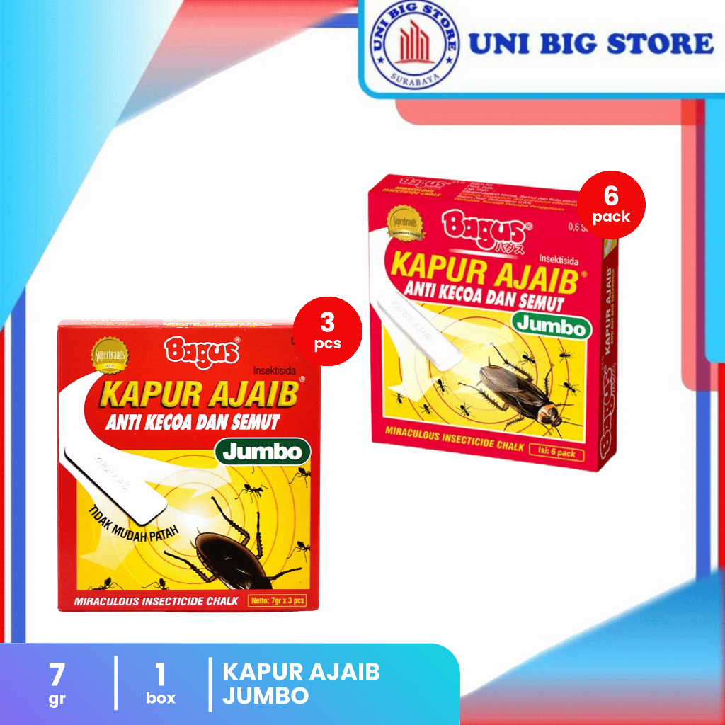 Bagus Kapur Ajaib Anti Nyamuk dan Kecoa Jumbo Pack Isi 3 pc dan 6 pc