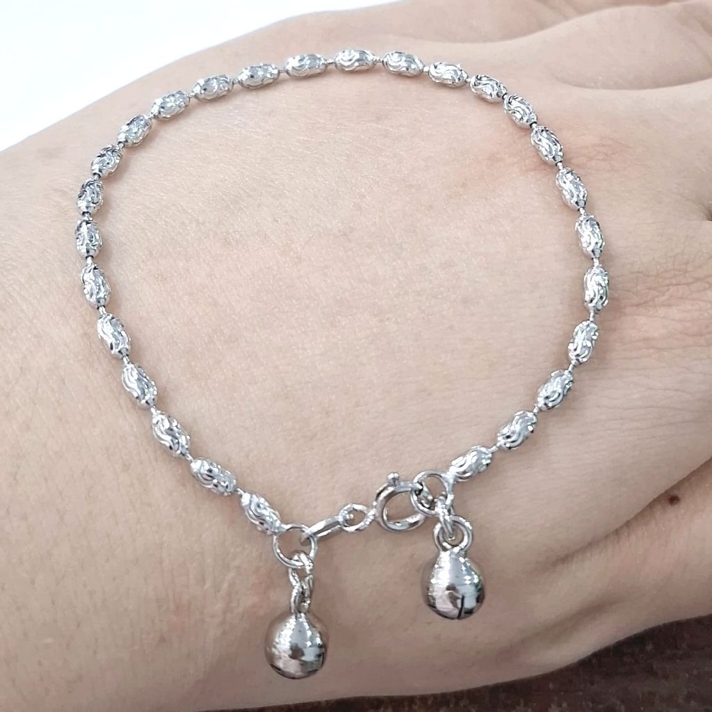 Gelang Perak Lonceng Gelang Dewasa Lapis Rhodium Silver 925