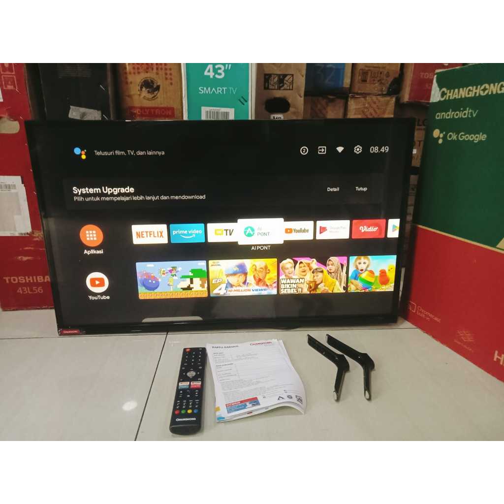 FULSET TV LED Changhong 32IN HD Android TV Sudah Youtube Digital TV Kondisi bekas pemakaian Masih se