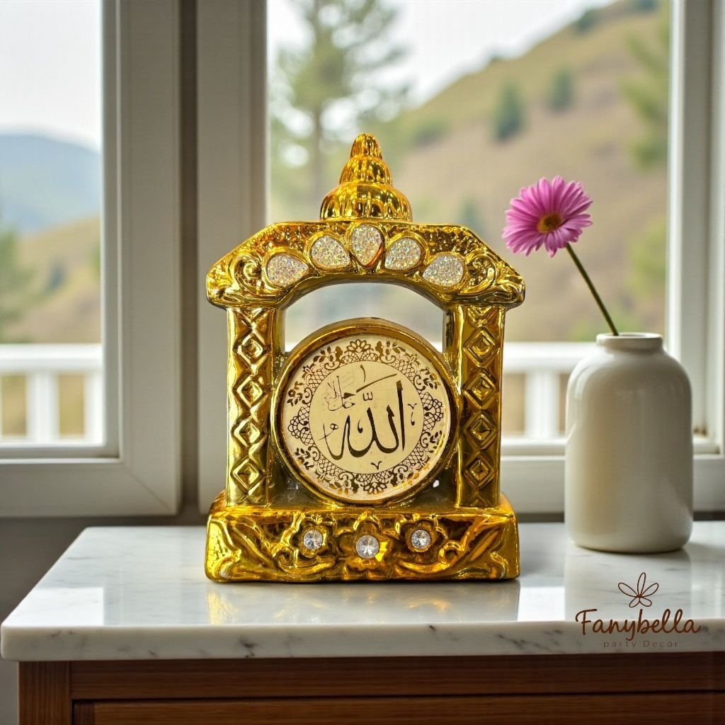 Pajangan kaligrafi keramik mewah import gold