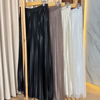 Delova Wardrobe - ROK TUTU 2in1 Bolak Balik Tutu Mutiara Plisket Multi Layer Modern Casual 3 Layers Premium Panjang Cantik Wanita A-line Korean Style Lebar Kasual Tile Lembut Bridal Import Mutiara Dewasa Maxi Skirt