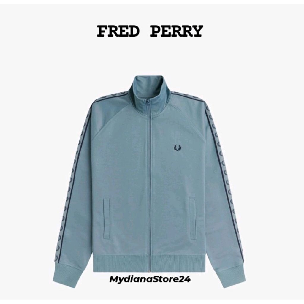 FRED PERRY - FRED PERRY CONTRAST TAPE TRACK JACKET - STOCKPORTBLU/NVY