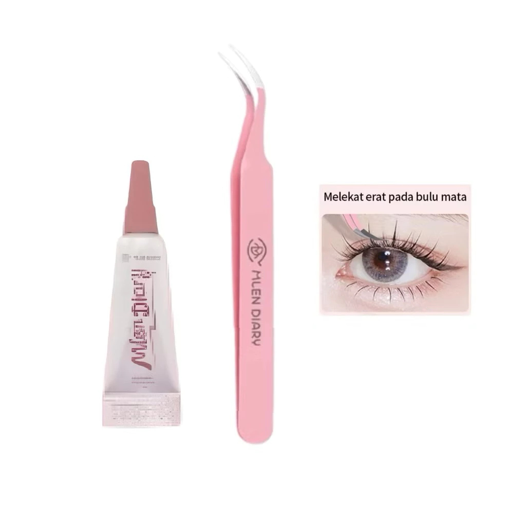 MLEN DIARY - GLUE 1,5ml + TWEEZER/ Lem bulu mata MLen Pinset/ Mlen Diary Pinset Tweezer